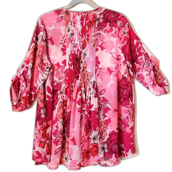 Roaman's Floral Blouse Shirt Top Sz 16 - Picture 2 of 8